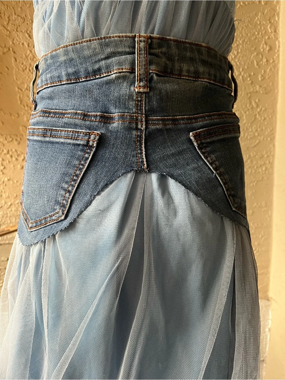 Handmade Cat & Jack Blue Denim Girls' belt with pockets with Space Patches. Sz 7